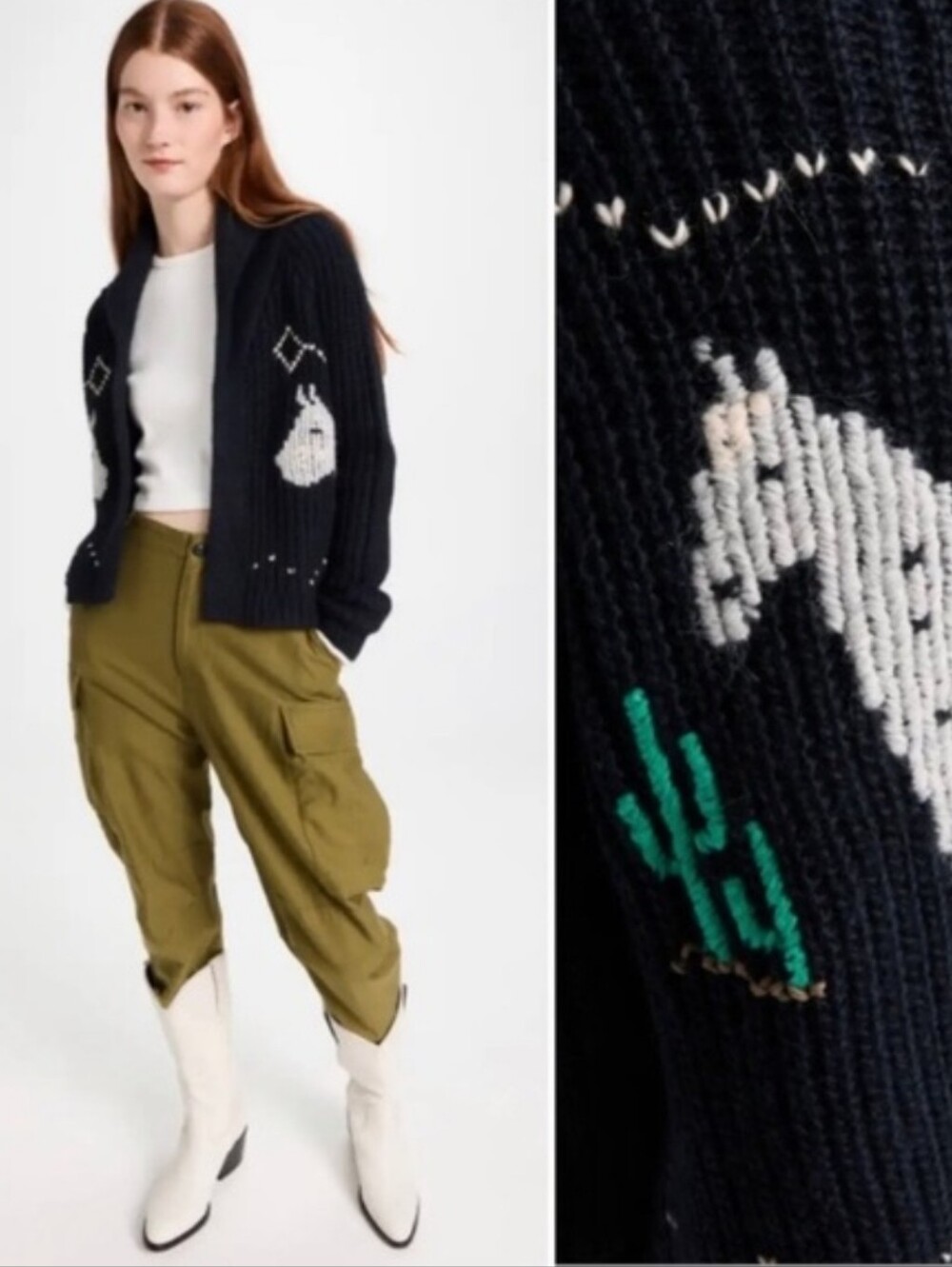The Great Equestrian Lodge Cardigan In Navy - Picture 3 of 16